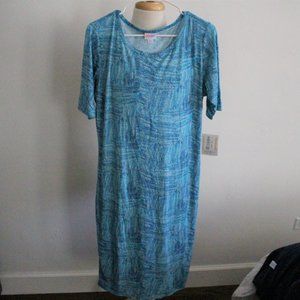 LulaRoe Julia Blue Aqua Short Sleeve Dress - Size XL